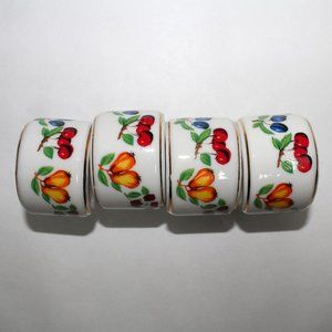 Four (4) Vintage Enesco Japan Imports Napkin Rings with Fruit Theme